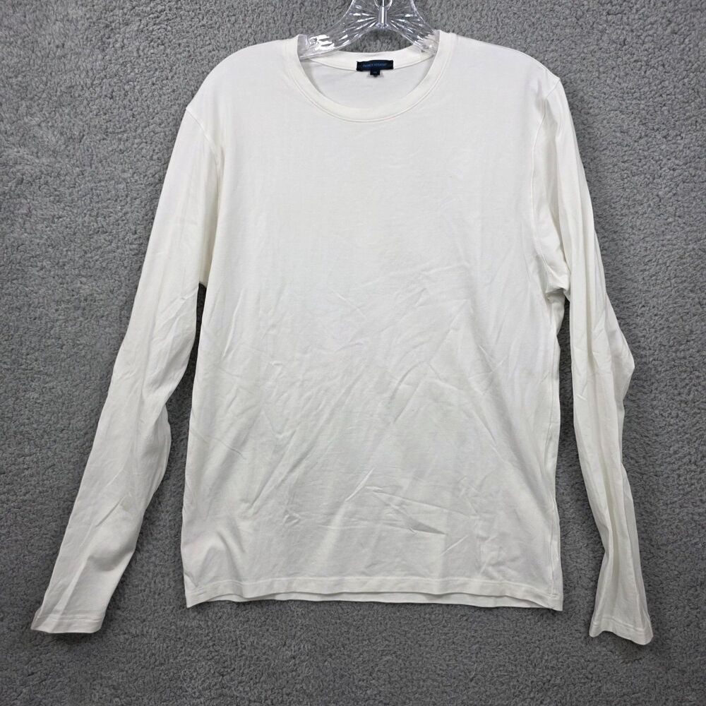 Patrick Assaraf Shirt Men's White Casual Long Sleeve T-Shirt Size M